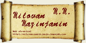 Milovan Mazinjanin vizit kartica